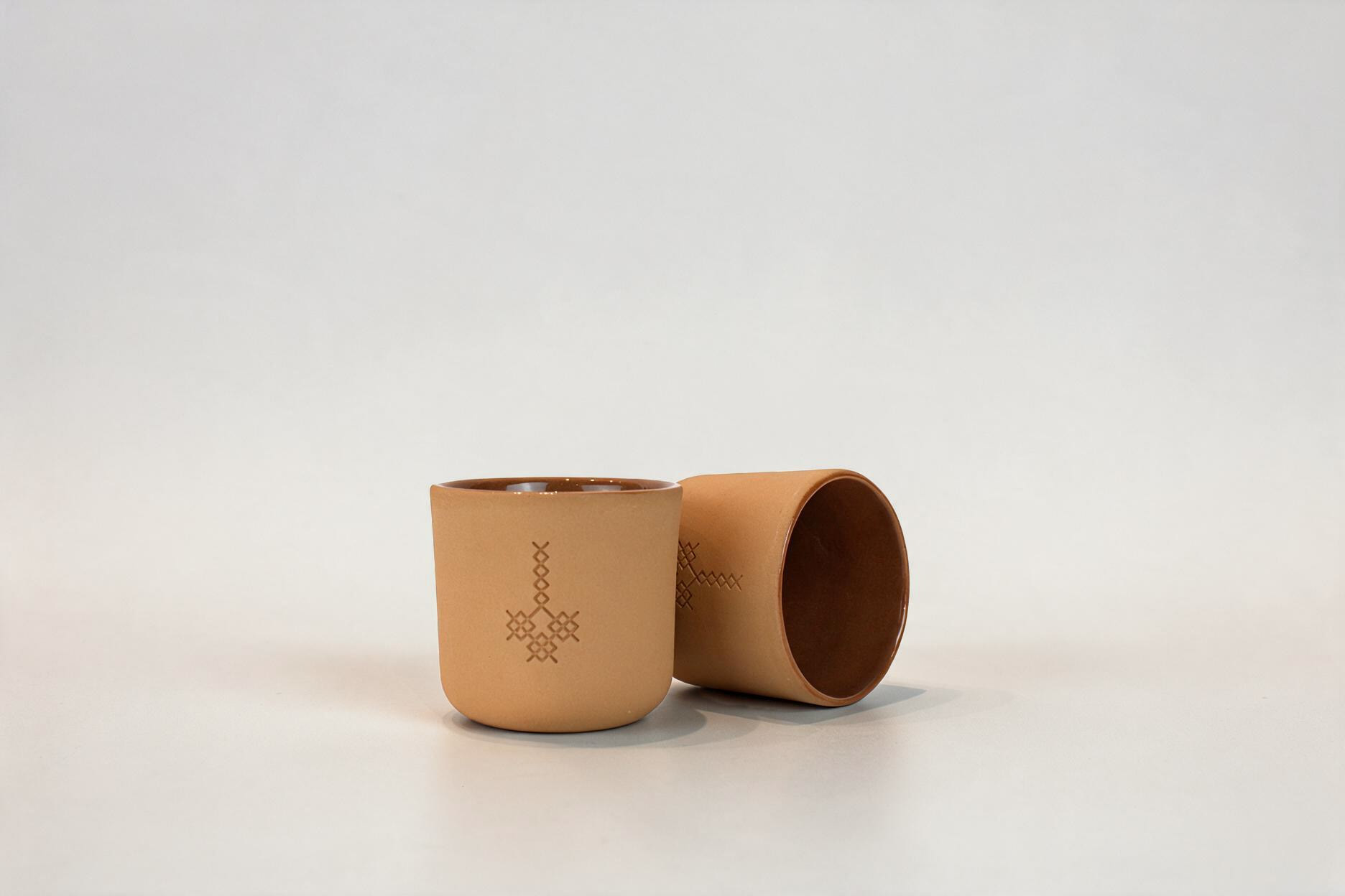 Engraved Clay Cups - Set of 2 3 • Twelve Degrees Engraved Clay Cups - Set of 2 - Image 3
