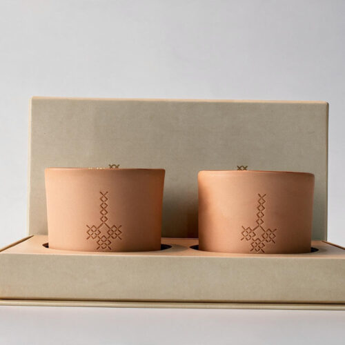 mugs teracotta Twelve Degrees Engraved Clay Cups - Set of 2