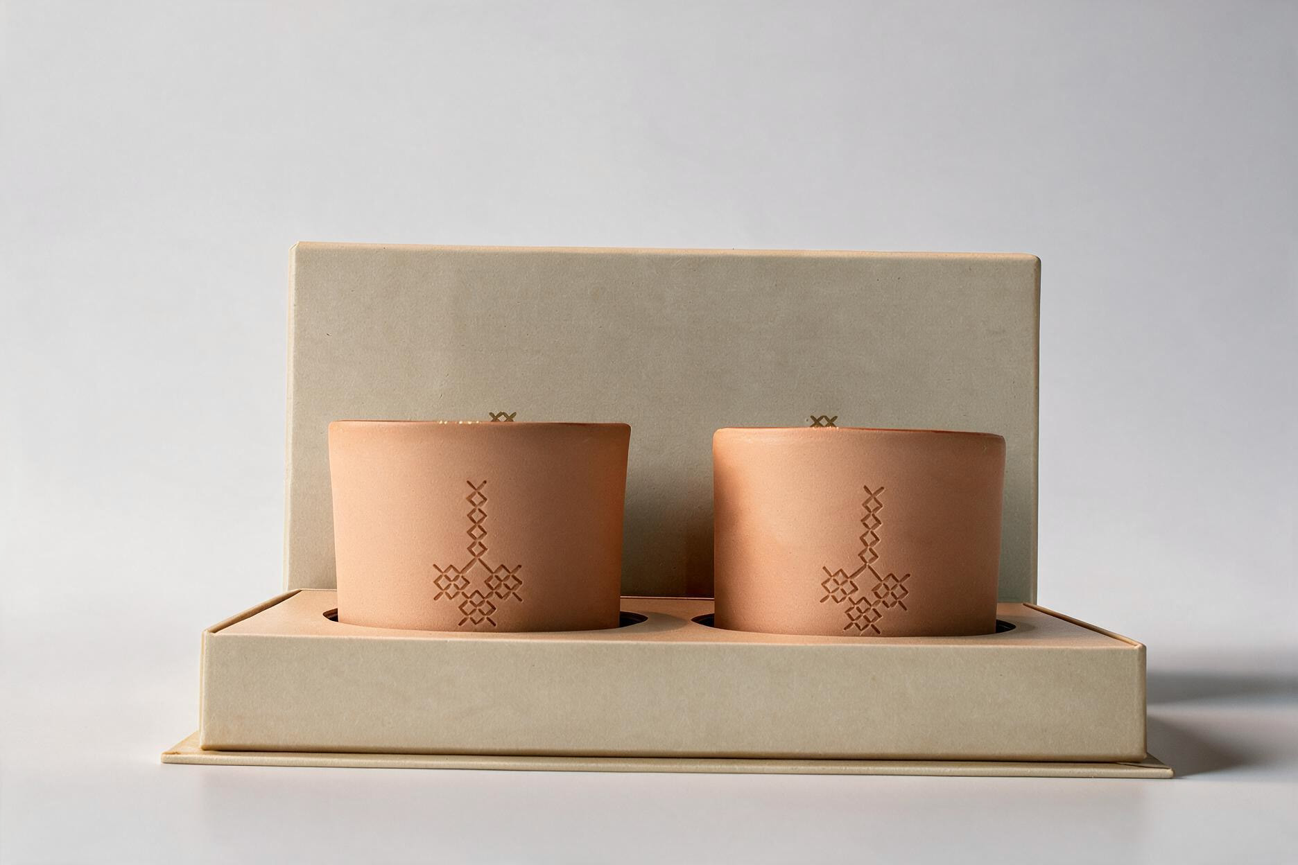 Engraved Clay Cups - Set of 2 1 • Twelve Degrees Engraved Clay Cups - Set of 2